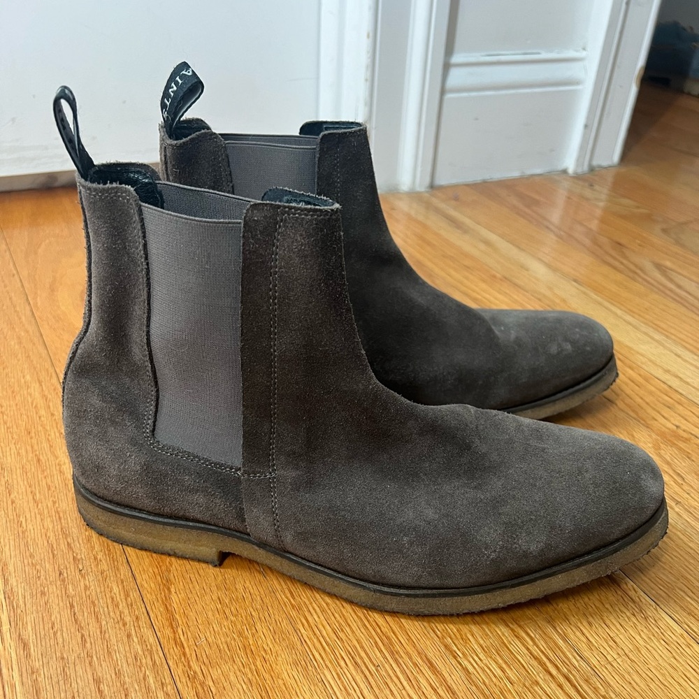 All Saints Chelsea Boots. Size 11.5. Brown suede.